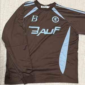 Men's Brown and Blue long sleeve Jersey by Bauf brand made in Korea size M